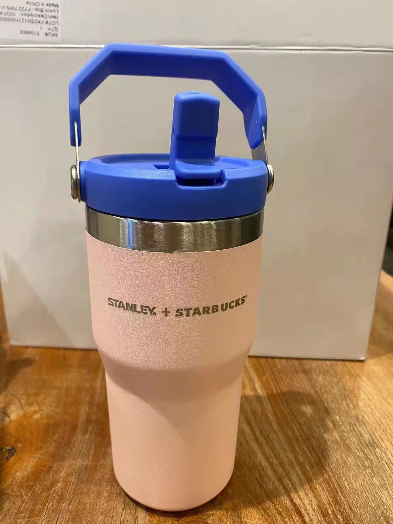 Taiwan 2022 Valentine's Day Starbucks & Stanley Pink Blue Portable Folding Stainless Steel 20oz Straw Cup