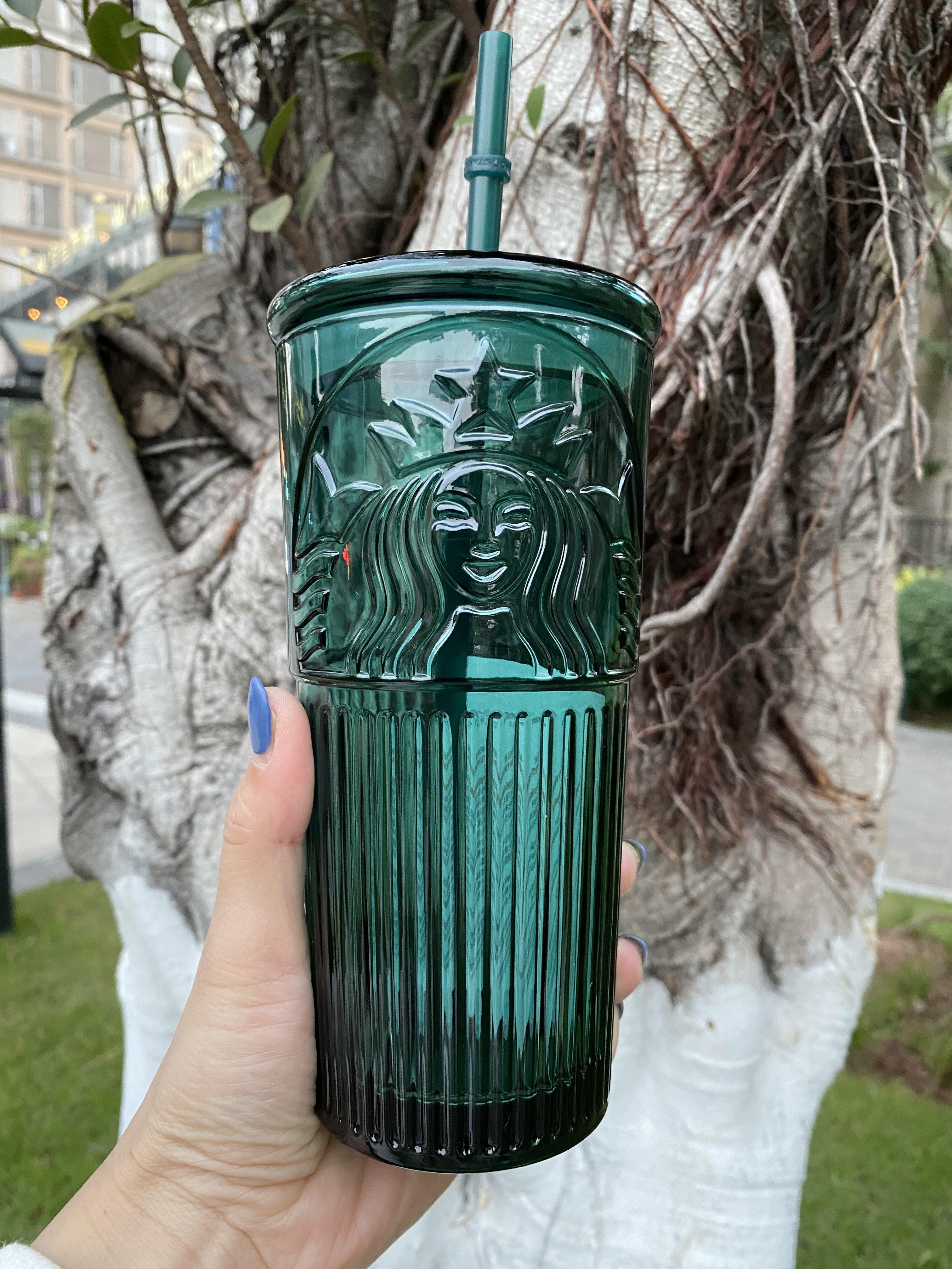 Starbucks 2020 China Anniversary Goddess Dark Green 19oz Glass Straw Cup - Yvonne12785