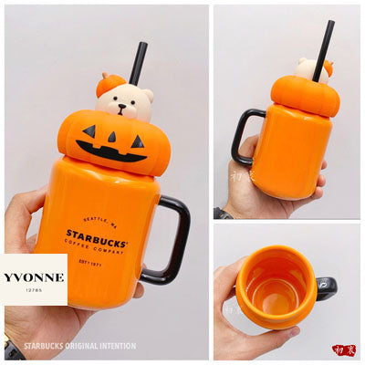 Starbucks 2020 Halloween Pumpkin Mason 16oz Ceramic Mug