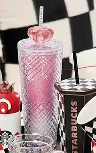 Sale Starbucks 2022 China Valentine's Day Pink Gradient 24oz Jeweled Cup