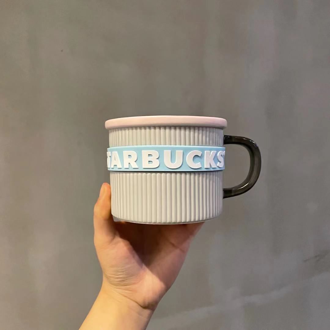 Starbucks China 2021 Pink Grey 12oz Ceramic Mug Coffee Cup