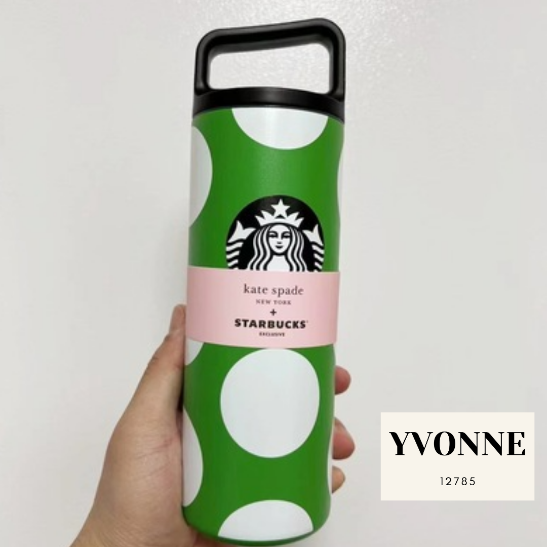 Pre Order Starbucks 2022 Kate Spade Green Polka Dots Stainless Steel 16oz Thermal Cup Mug Bottle