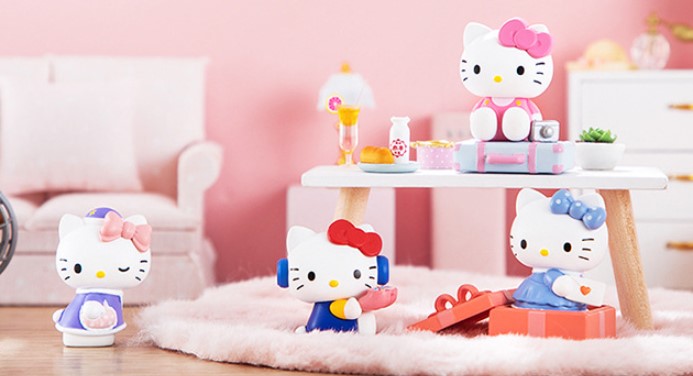 Collectible Hello Kitty Set Of 8 Dolls Happy Moment Blind Box Cute Scene Decoration