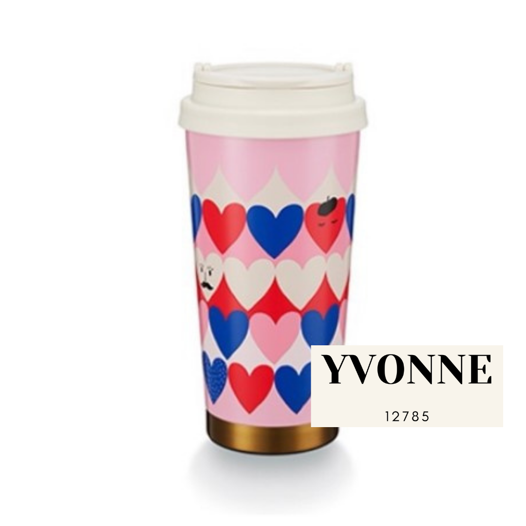 Pre Order Taiwan 2022 Valentine's Day Pink Love In Paris 16oz Stainless Steel Cup With Lid