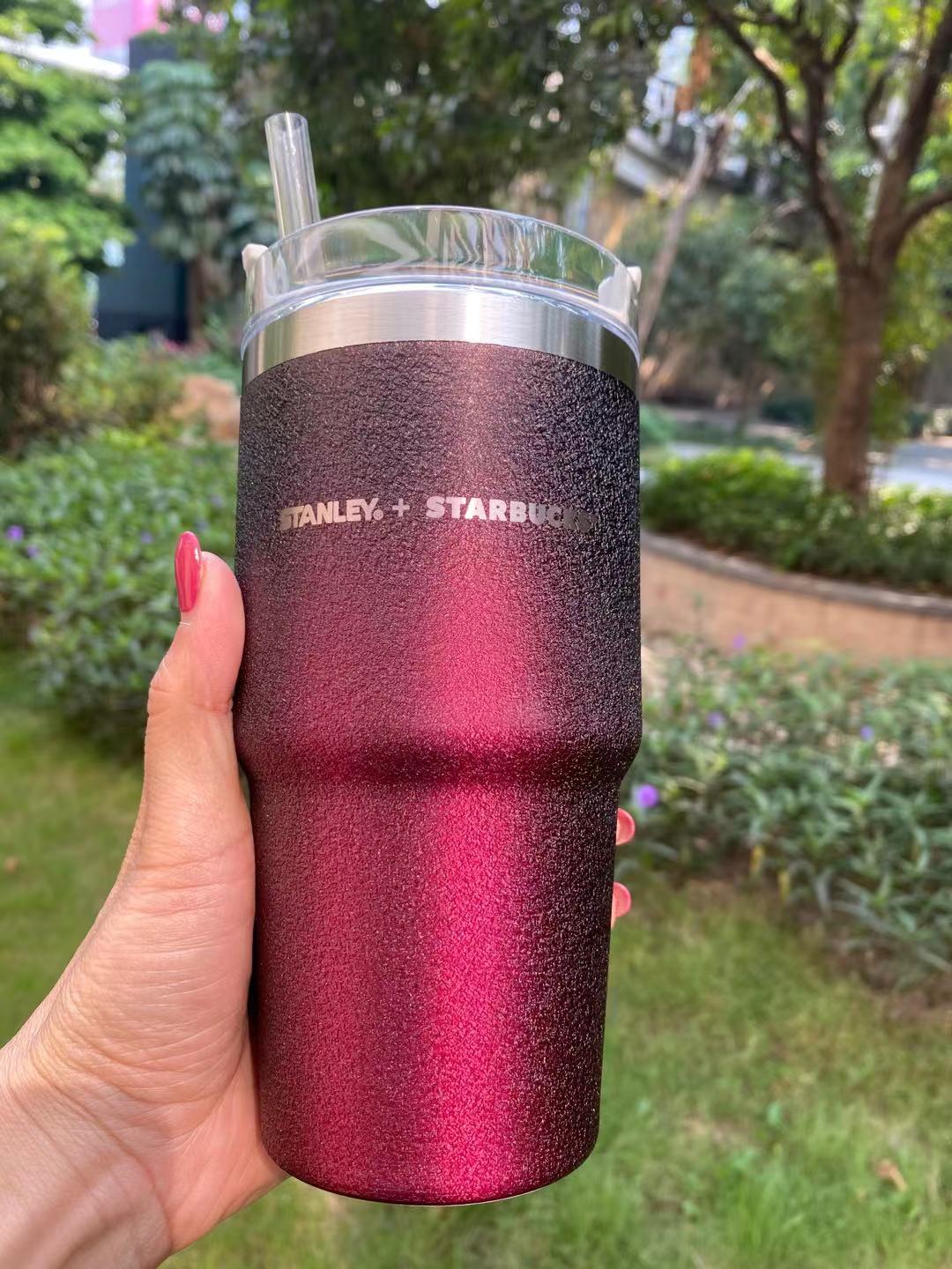 Starbucks Black Stanley Stainless Steel Straw Cup Tumbler Plastic Straw  591ml