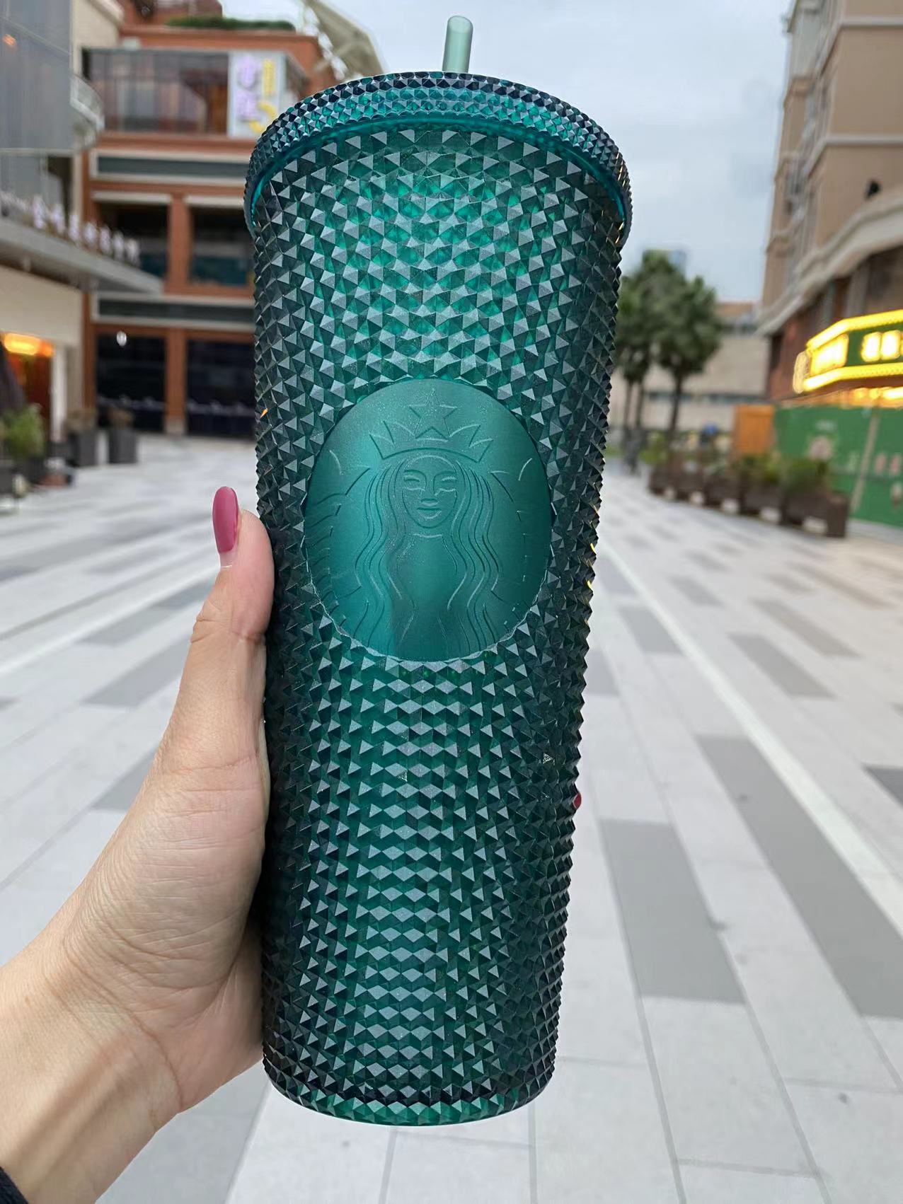 Sale Starbucks 2021 China Christmas Classic Green Studded 24oz Plastic Tumbler