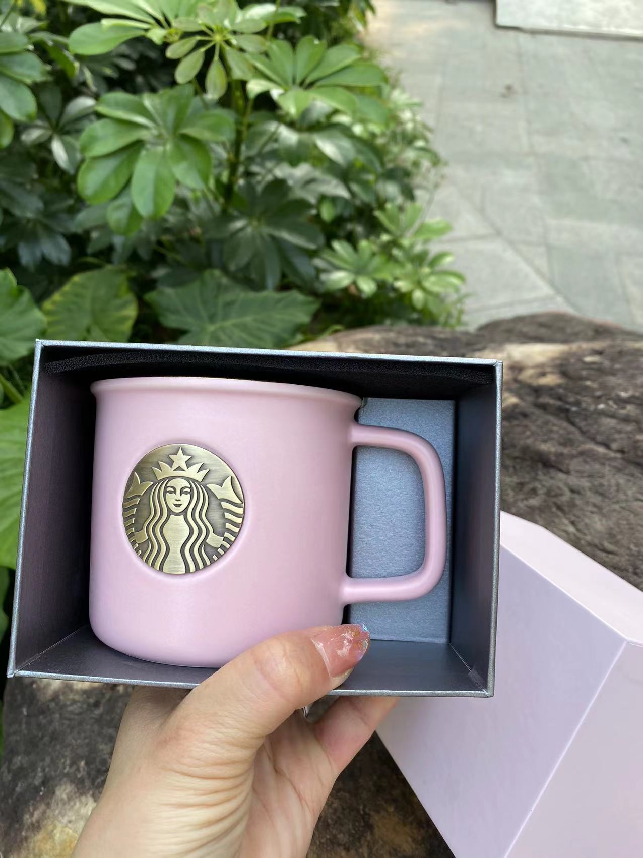 Starbucks 2022 China Pink Retro Copper Seal Coffee Mug 12oz Ceramic Cup