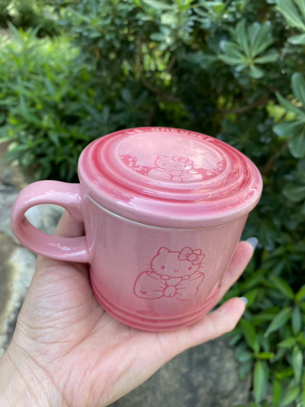 Hello Kitty Ceramic Coffee Tea Mug With Lid 11.1oz Pink Cup