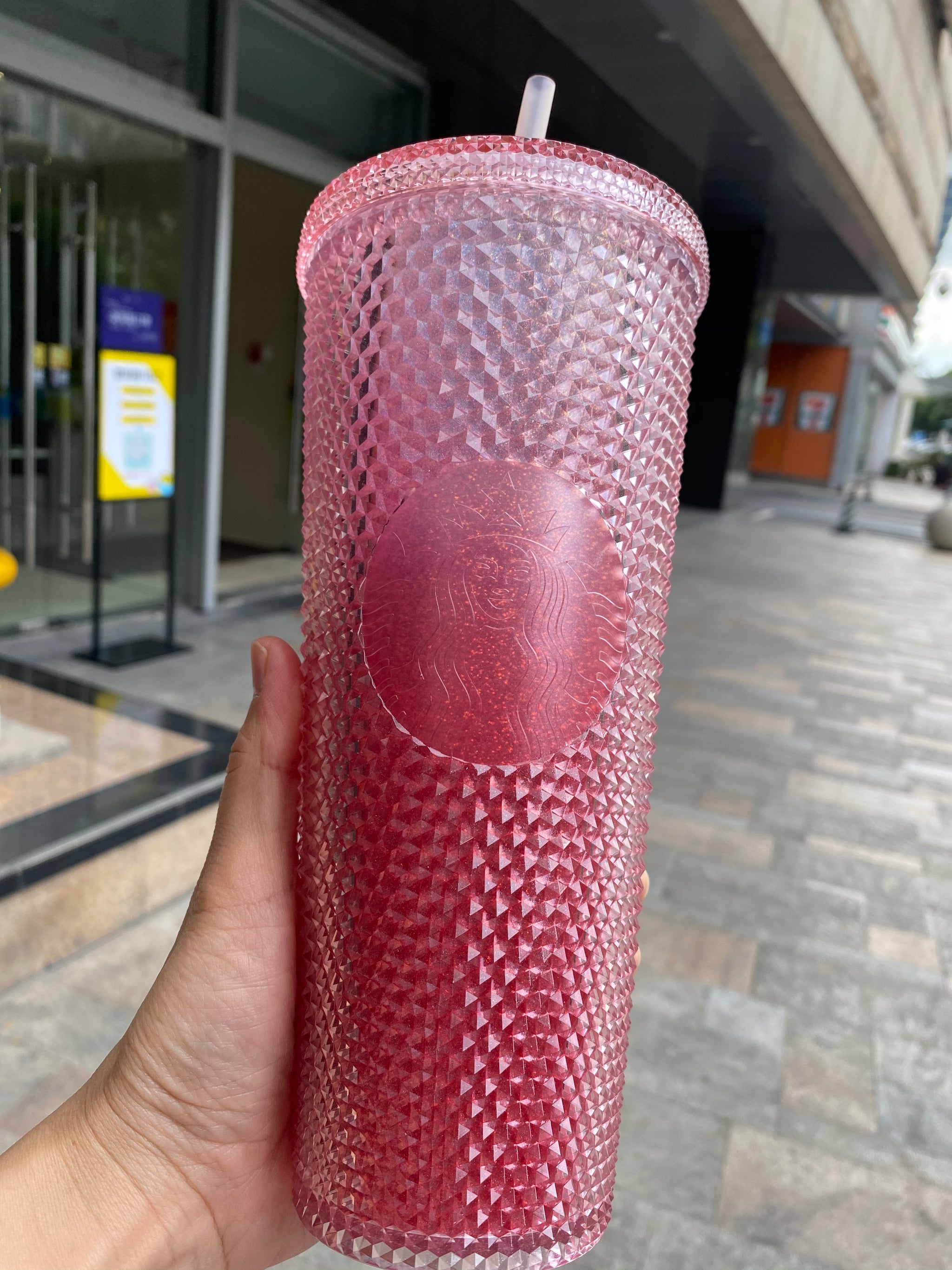 New Starbucks 2021 China Christmas Pink Glitter Diamond Studded 24oz Cup  Tumbler