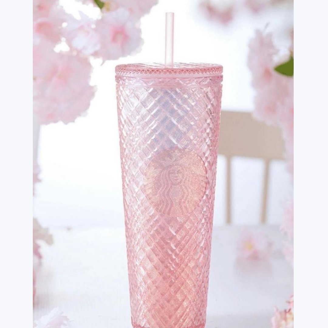 Sale Starbucks 2022 China Pink Glitter Sakura 24oz Jeweled Tumbler