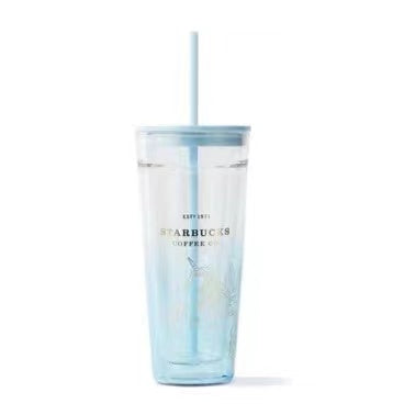 Starbucks 2022 China Summer Blue Ice 20oz Glass Straw Cup