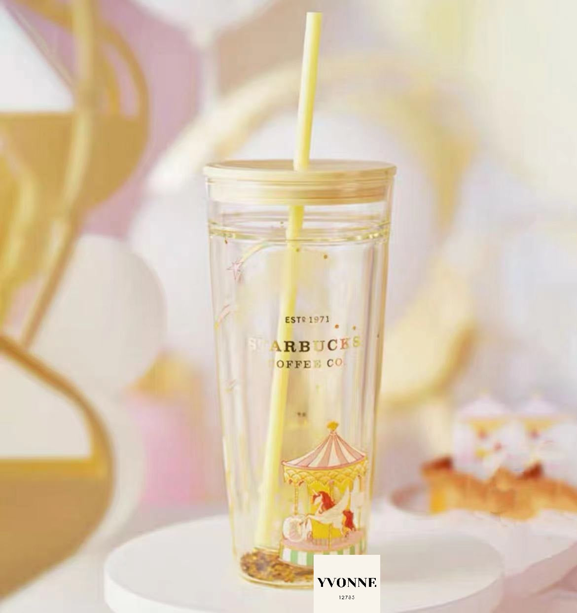 Starbucks China Amusment Park 20oz Glass Straw Cup