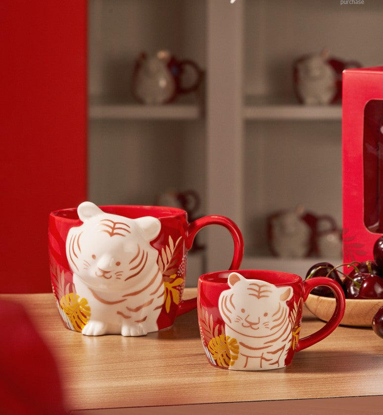 Two Red Mugs, Two Pottery Cups, Pottery Coffee Mug, 12 Oz Ceramic