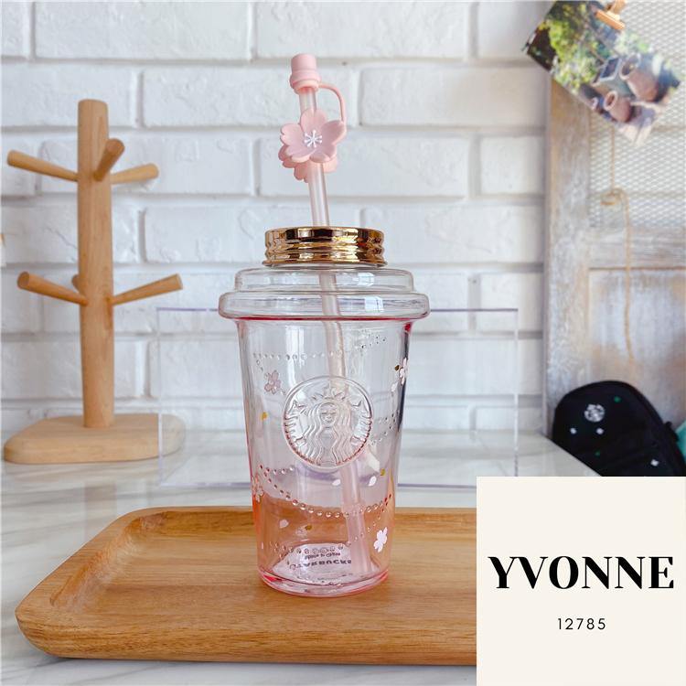 PRE ORDER Starbucks 2021 China Spring Sakura Cherry Blossom Gradient 16oz Glass Straw Cup - Yvonne12785