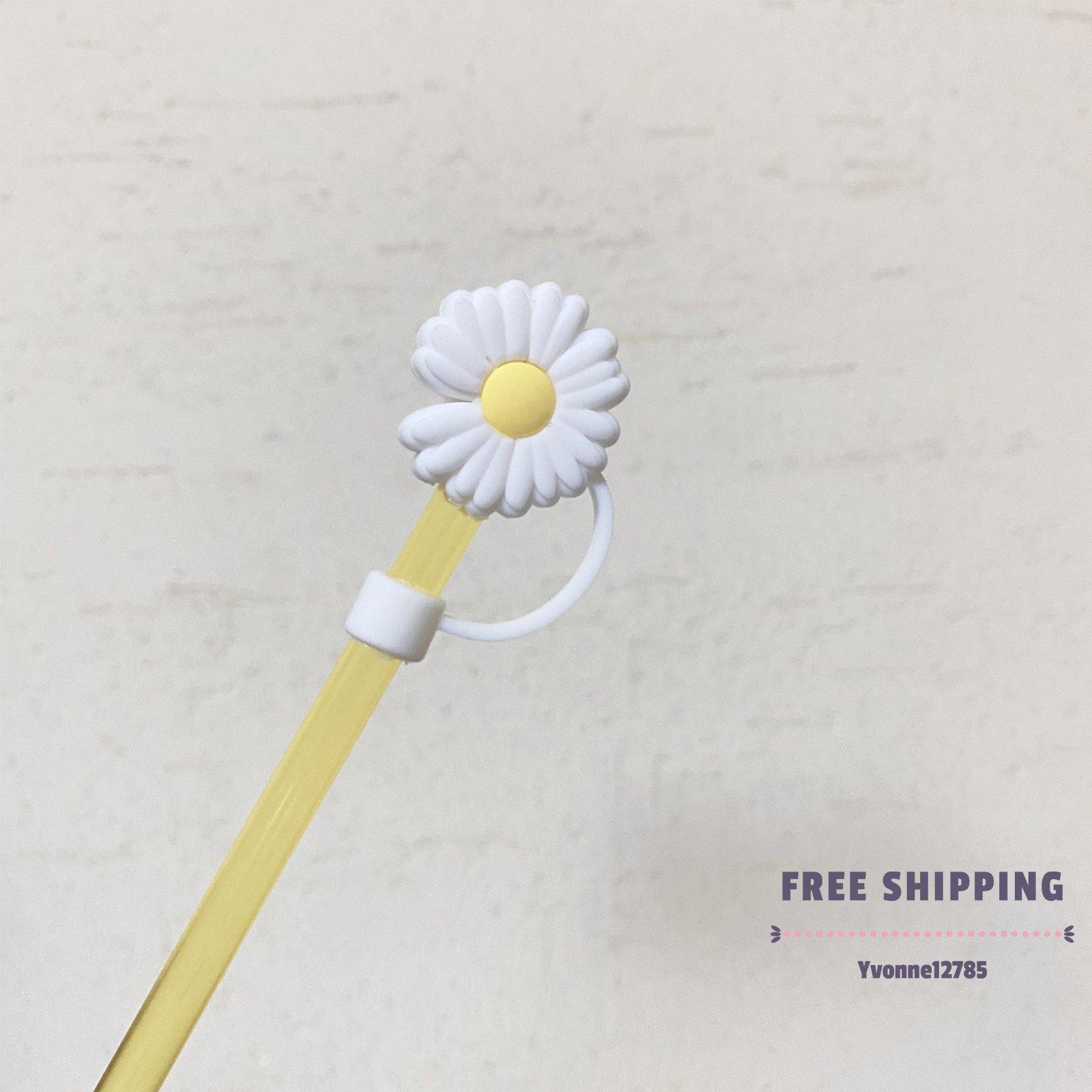 Universal Straw Topper - White Sunflower - Yvonne12785