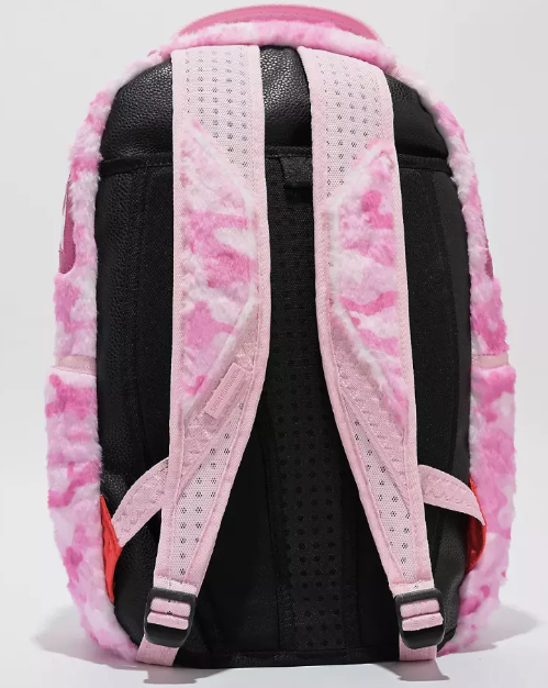 Sprayground Pink Camo Shark Faux Fur Backpack School Bag Laptop Books Bag