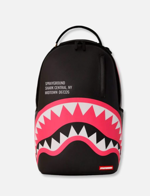 Sprayground Backpack Shark Central Black Pink Laptotp Books School Bag (DLXV)