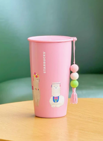 Starbucks 2024 Alpaca Pink Stainless Steel 12oz Cup With Lid & Pendant