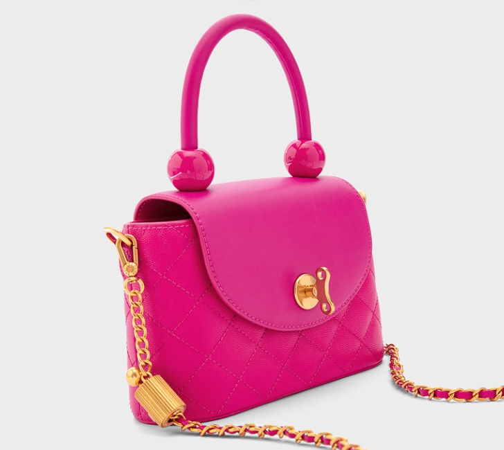 CHARLES & KEITH Classic Pink Hand Bag Shoulder PU Leather Bag