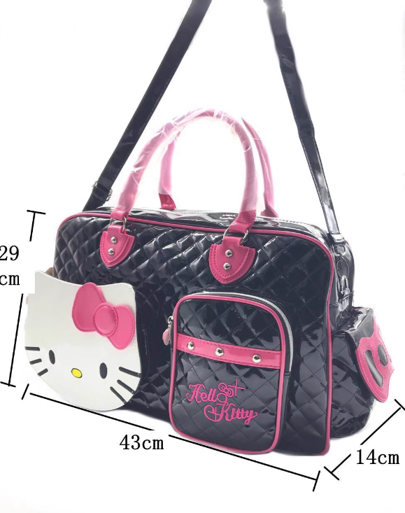 Hello Kitty [Q7159] - Sac 'Hello Kitty' noir rose - 22x21x5 cm