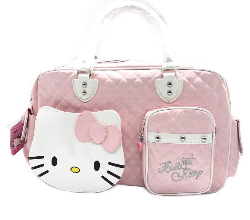 Hello Kitty PU Pink Black Messenger Traval Bag Fashion Style