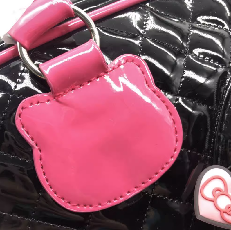 Hello Kitty PU Pink Black Messenger Traval Bag Fashion Style – Yvonne12785