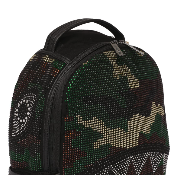 SPRAYGROUND Trinity Camo Crystal Backpack Green Shark Books Bag DLXV