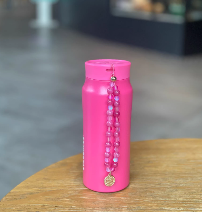 Pink Starbucks Stinless Steel 12oz Cup With A Chain