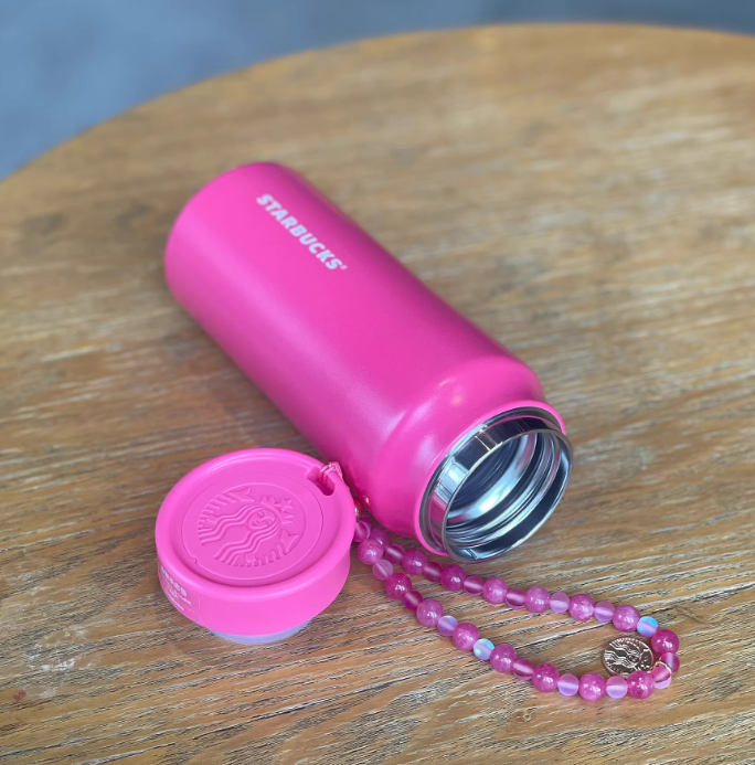 Pink Starbucks Stinless Steel 12oz Cup With A Chain