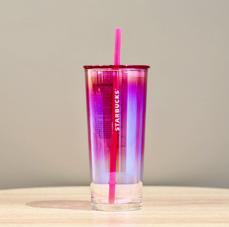 Pink Starbucks Glass 18oz Straw Cup Tumbler