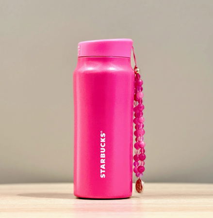 Pink Starbucks Stinless Steel 12oz Cup With A Chain