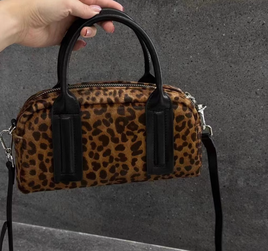 Leopard Velvet Shoulder Crossbody Bag Hand Bag