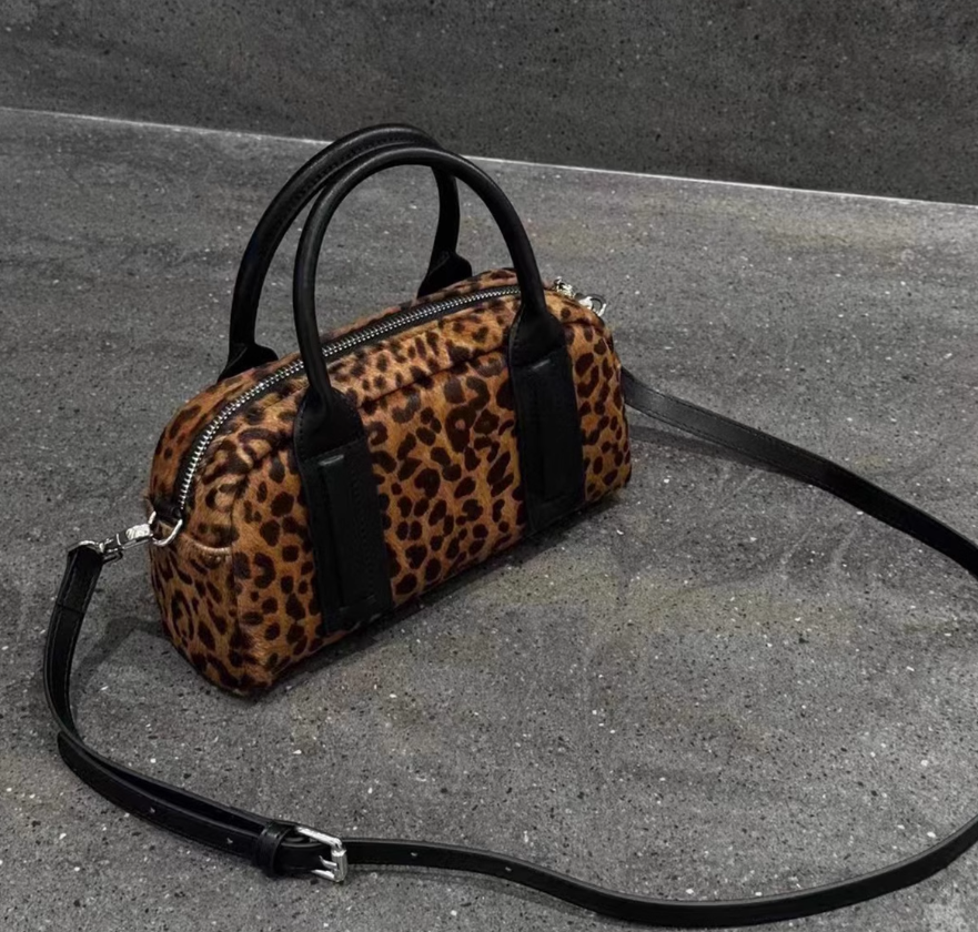 Leopard Velvet Shoulder Crossbody Bag Hand Bag