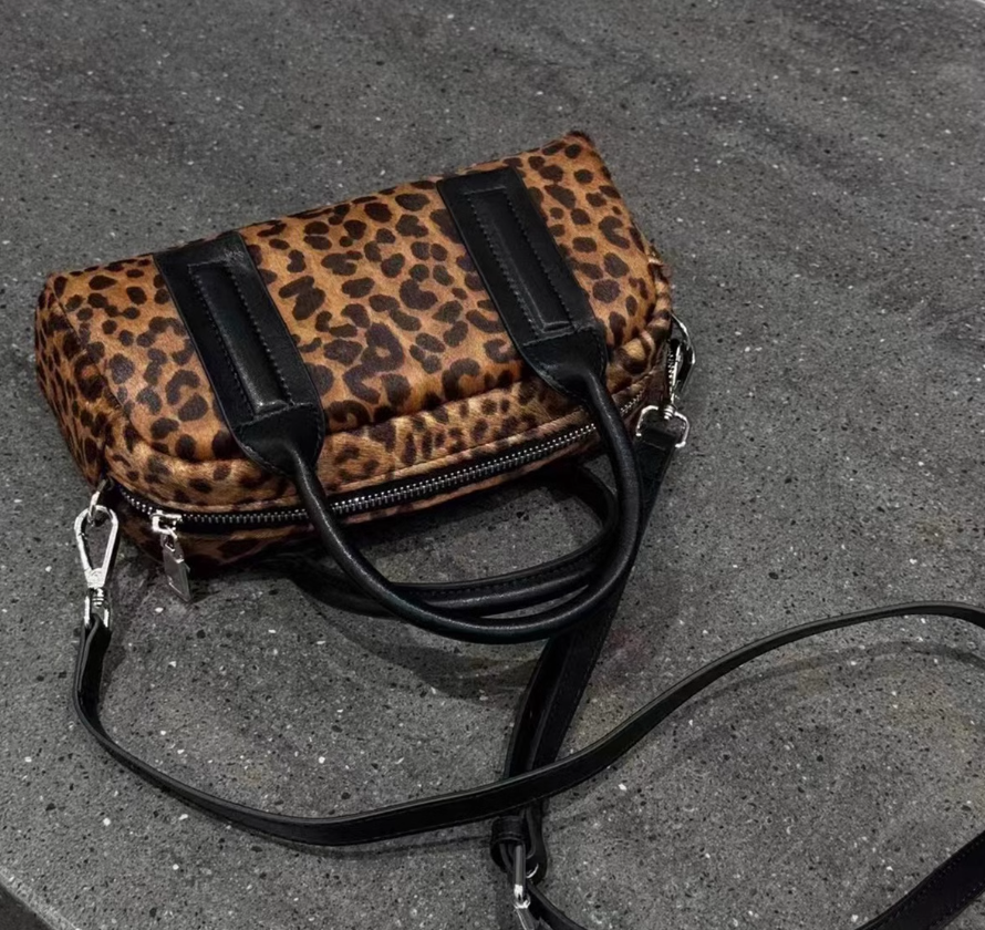 Leopard Velvet Shoulder Crossbody Bag Hand Bag