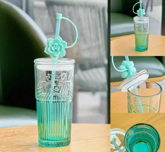 Starbucks Cactus Collection 2024 Glass Goddess 18.5oz Straw Cup With Topper