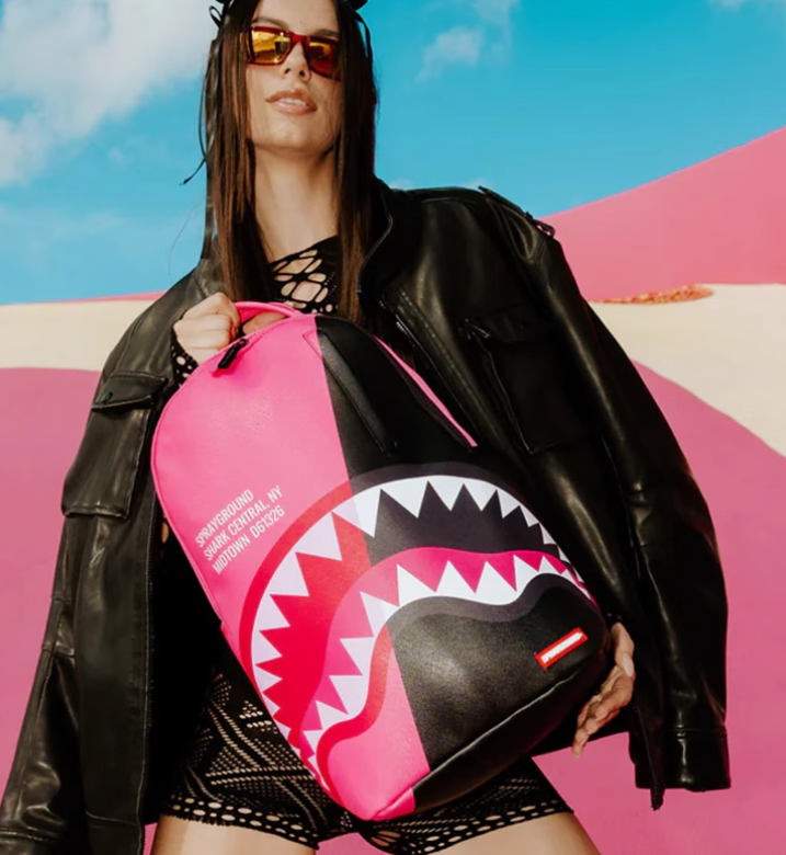 Sprayground Backpack Shark Central NY Midtown Black Pink Laptotp Books School Bag (DLXV)