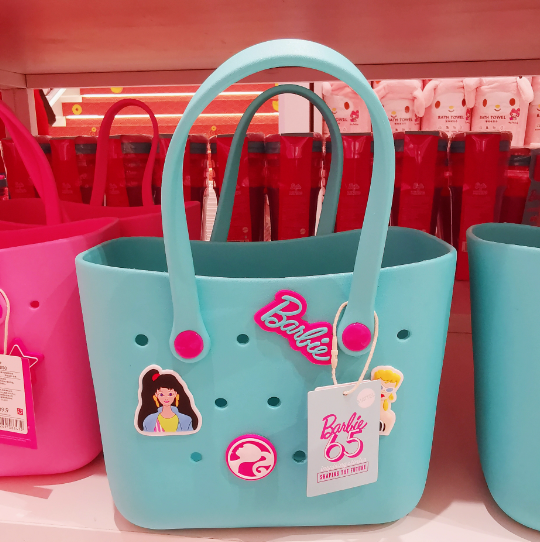 Miniso Barbie Series Pink/Turquoise Barbie Hole Lunch Bag Love Jelly Bag Height 9"