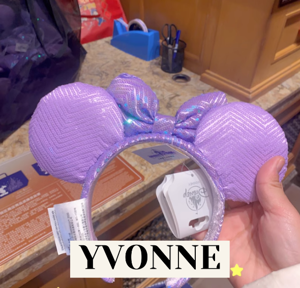 Disney Shanghai Purple Bow Sequined Minnie Mouse Ear Headband Disneyland