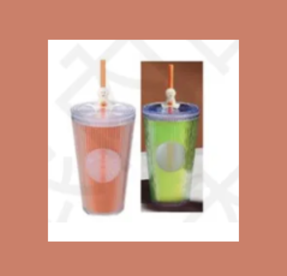 PRE ORDER Starbucks 2024 Taiwam Halloween 16oz "Glow In The Dark" Stripe Cup With Cute Topper