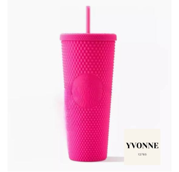 Starbucks 2024 China Barbie Pink Matte Studded Cup 24oz Tumbler