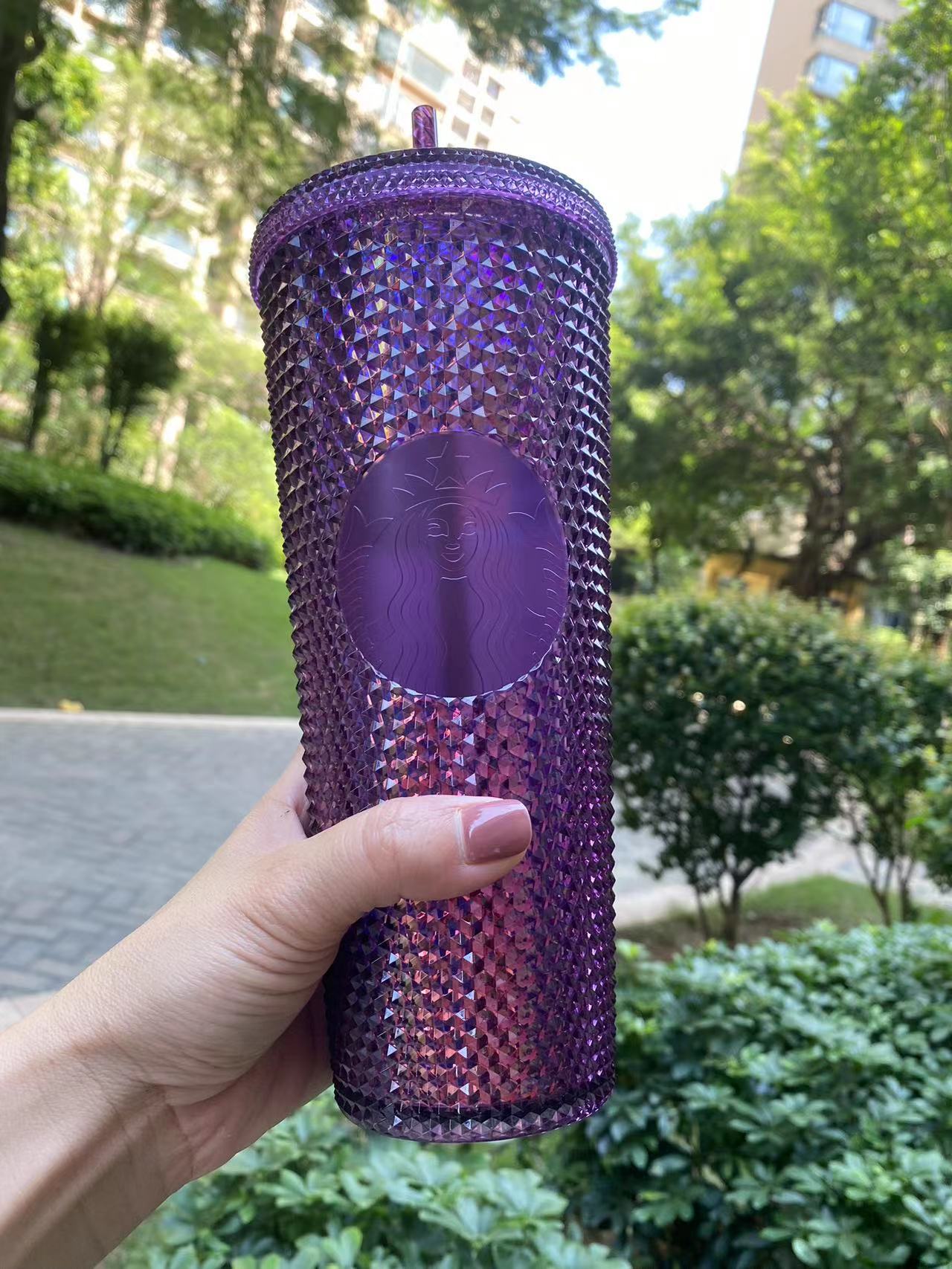 Starbucks taiwan Iridescent purple straw studded cup 24oz