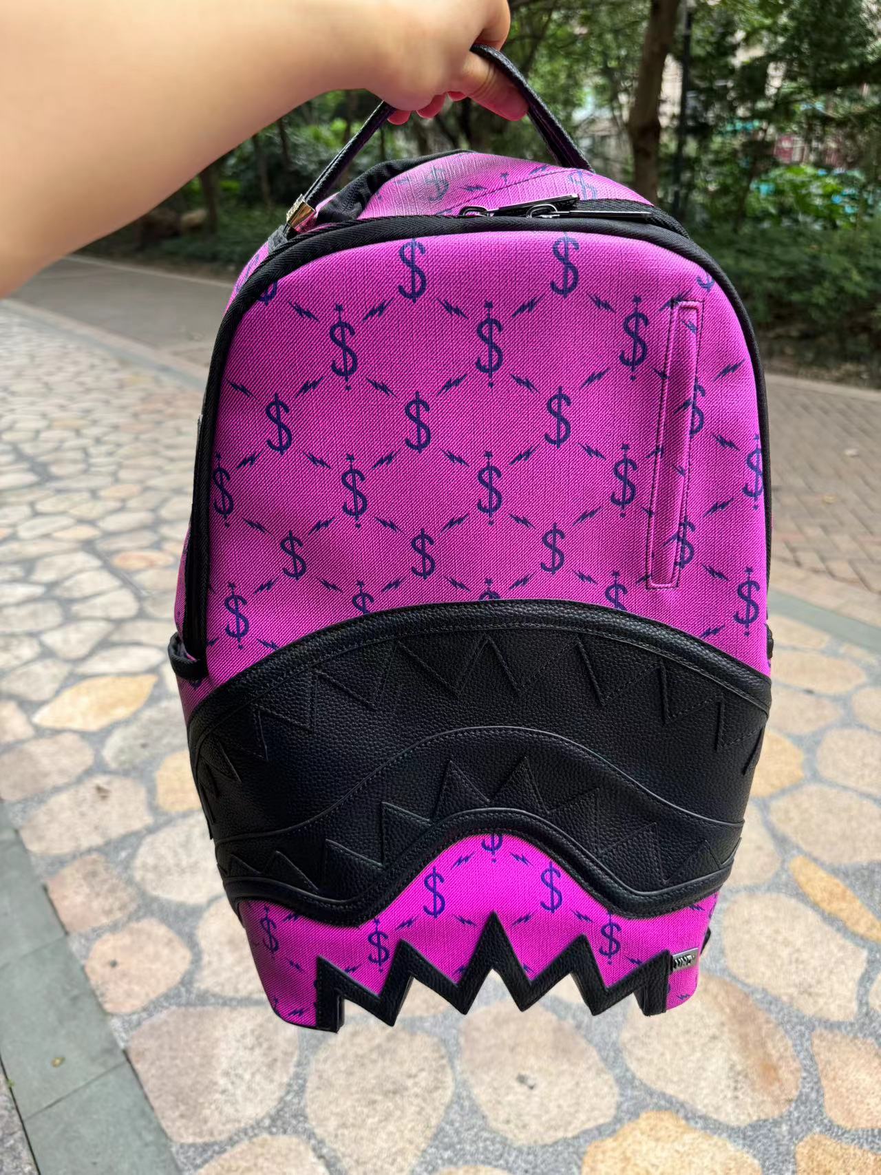 Sprayground Backpack $NAPDRAGON Dollar Money Shark Laptop Purple School Bag NEW