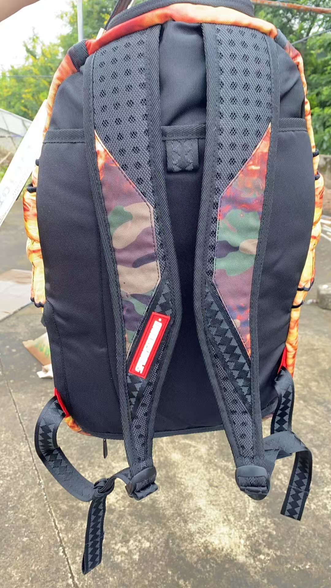 Sprayground Pyro Camo Backpack With Wings Back View