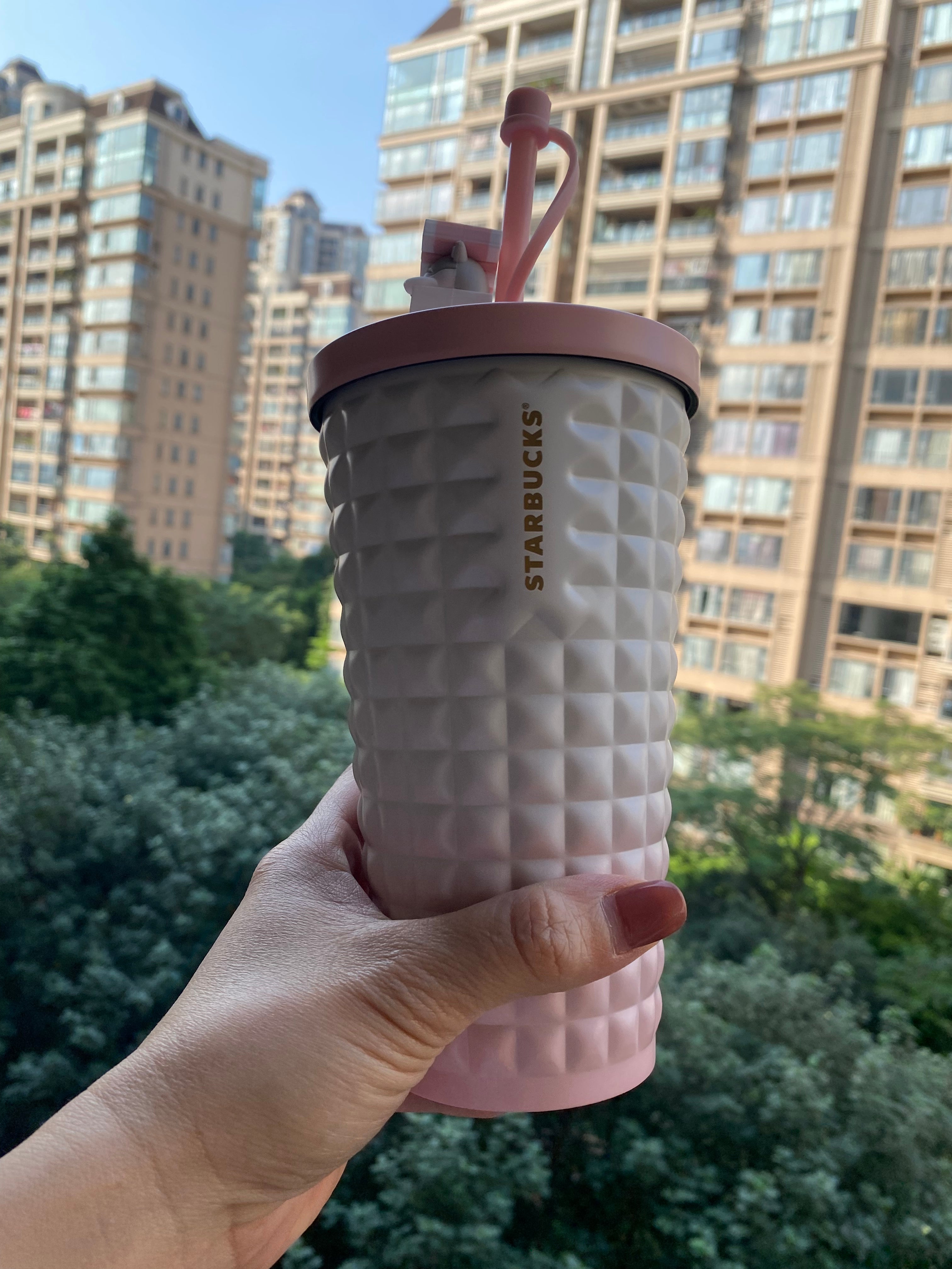 China 2023 Starbucks Pink Pinapple 16oz Stainless Steel Straw Cup Tumbler With Husky Topper