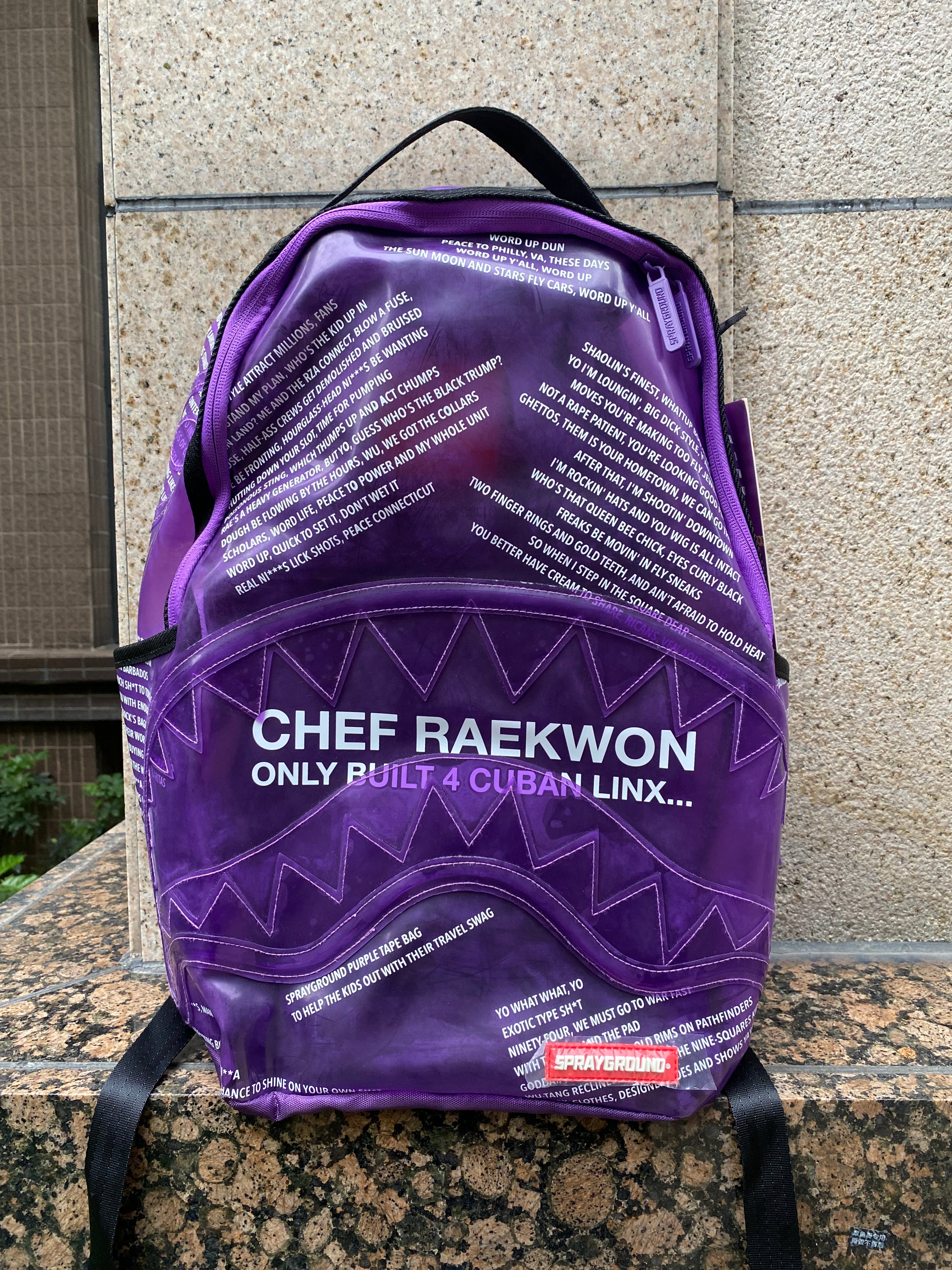 SPRAYGROUND Raekwon Clear Transparent Backpack Purple Tape Back To School Bag