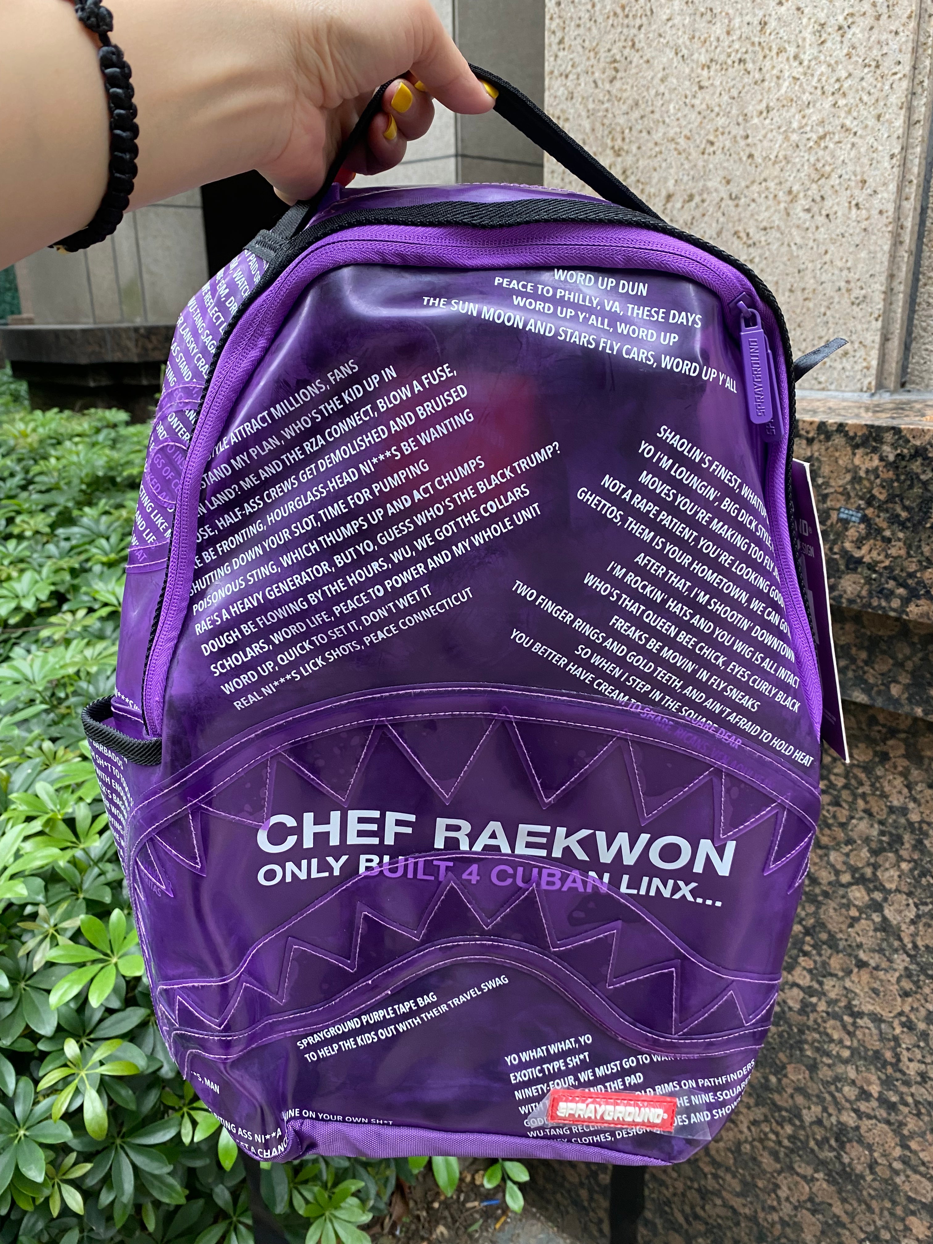 SPRAYGROUND Raekwon Clear Transparent Backpack Purple Tape Back To School Bag