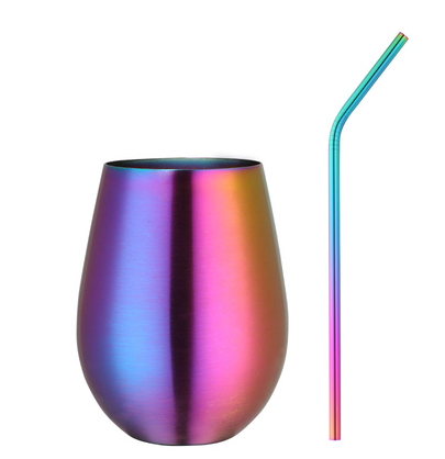 Stainless Steel Egg Shaped Cold Drink 17oz Cup With A Straw