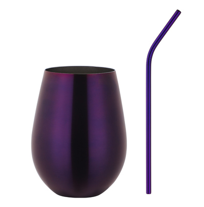 Stainless Steel Egg Shaped Cold Drink 17oz Cup With A Straw