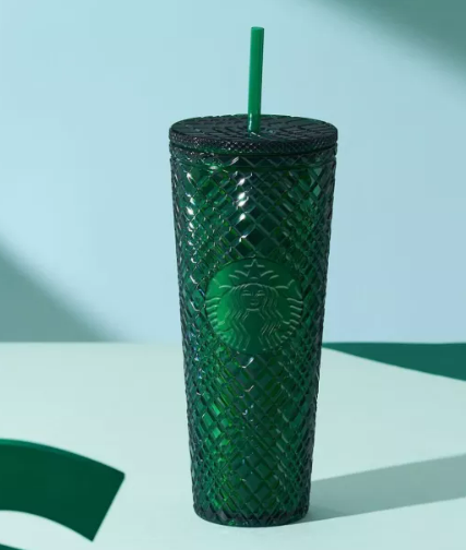 Starbucks 2022 China Autumn Green Jeweled Cup 24oz Plastic Straw Cup