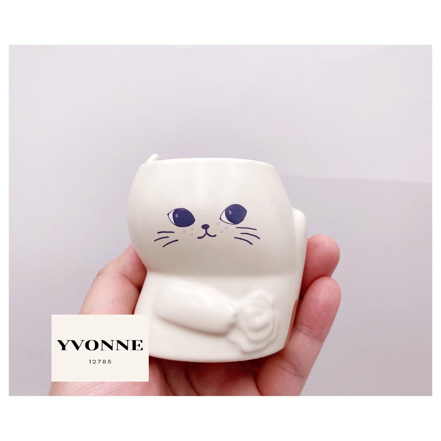 Starbucks 2020 White Ivory Crush Cat Tasting Mug 3oz Small Ceramic Cup - Yvonne12785